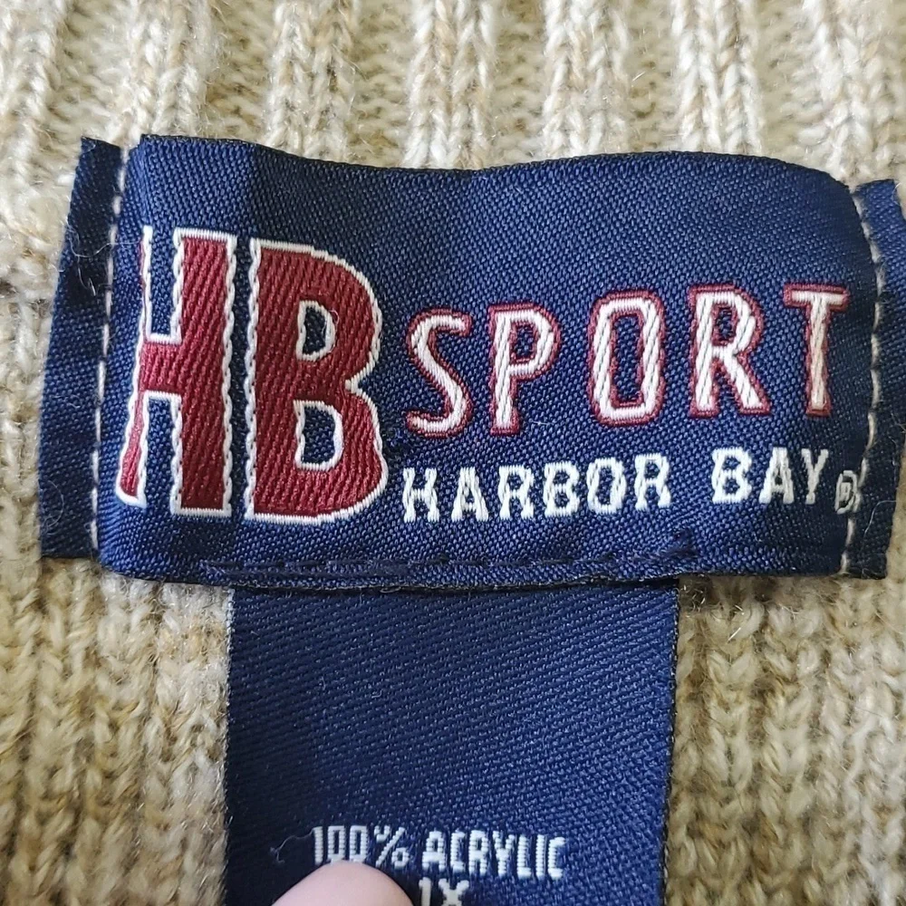 HB SPORT, men's sweater tan with flecks. Size‎ 1X. Soft acrylic. MDe In the USA.